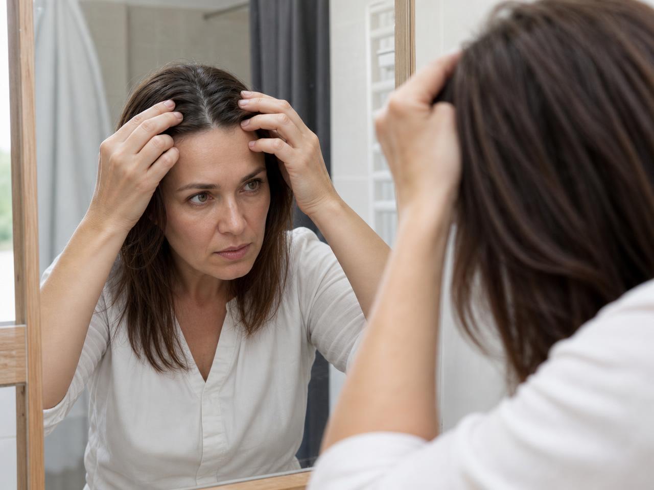 Dermatologe untersucht die Kopfhaut eines Patienten mit einem Dermatoskop